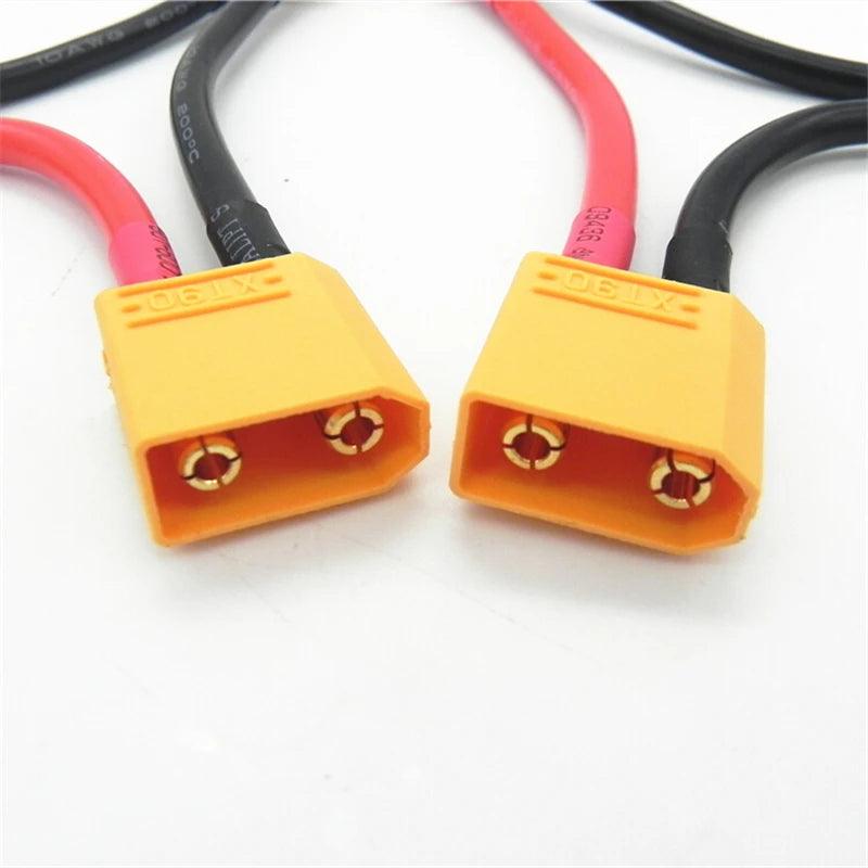 50pcs/Lot XT90 Connector 1 Male To 2 Female Serial Charger Cable Connection 10AWG 10cm