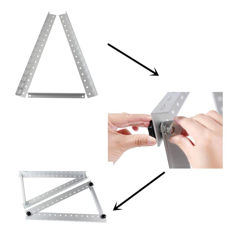 55.6*29cm Triangle Aluminum Panel Mounted Bracket 28 InchTriangel Back Beam 150W Solar Panel Roof Mounting Bracket for Van