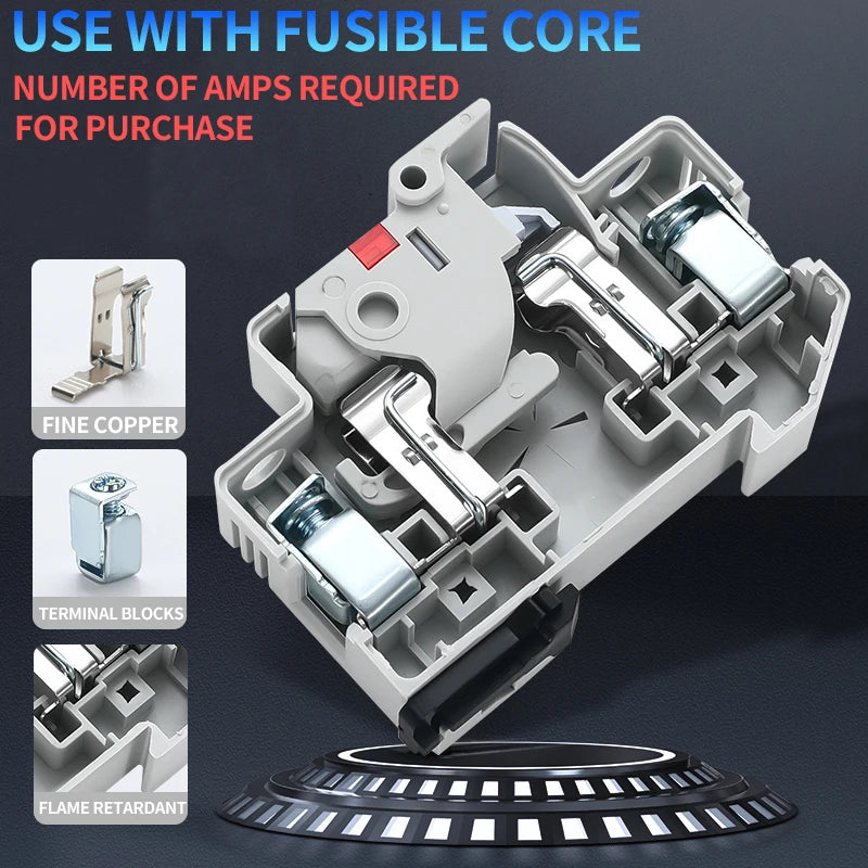 RT18-32X 1-4P 32A 63A 125A Din Rail mounting حاملات فيوزات قاعدة حامل فيوز 1P لـ 10x38mm حجم وصلة AC690V 500V