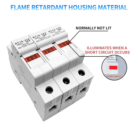 RT18-32X 1-4P 32A 63A 125A Din Rail mounting Fuse Holders Fuse Holder Base 1Pole for 10x38mm link size AC690V 500V