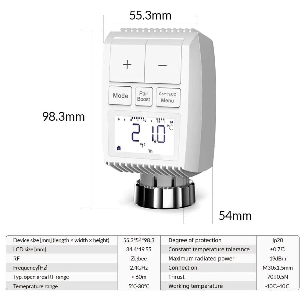 Tuya Smart ZigBee Radiator Actuator TRV Programmable Thermostatic Radiator Valve App Remote Temperature Controller Support Alexa - electrical center b2c