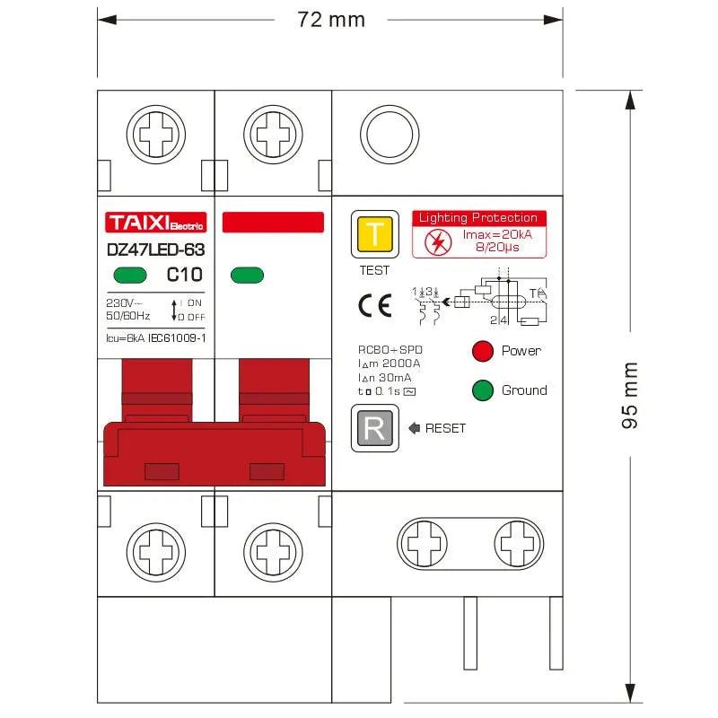 TAIXI- RCCB With Lightning Protection Leakage Surge Protector/RCBO+SPD - electrical center b2c