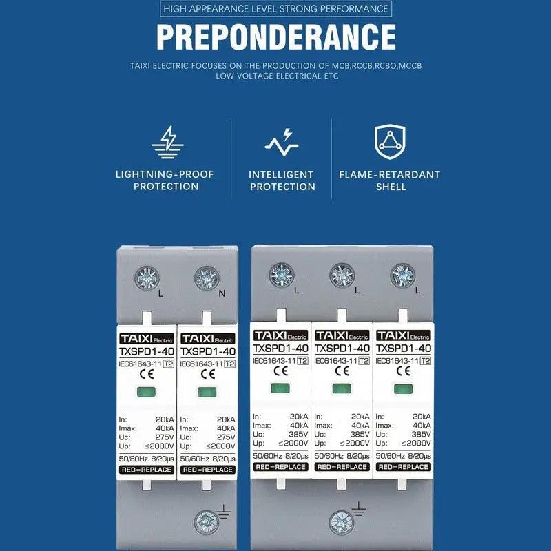 TAIXI- Surge Protective Device AC 220V 380V SPD 20KA up to 100KA - electrical center b2c