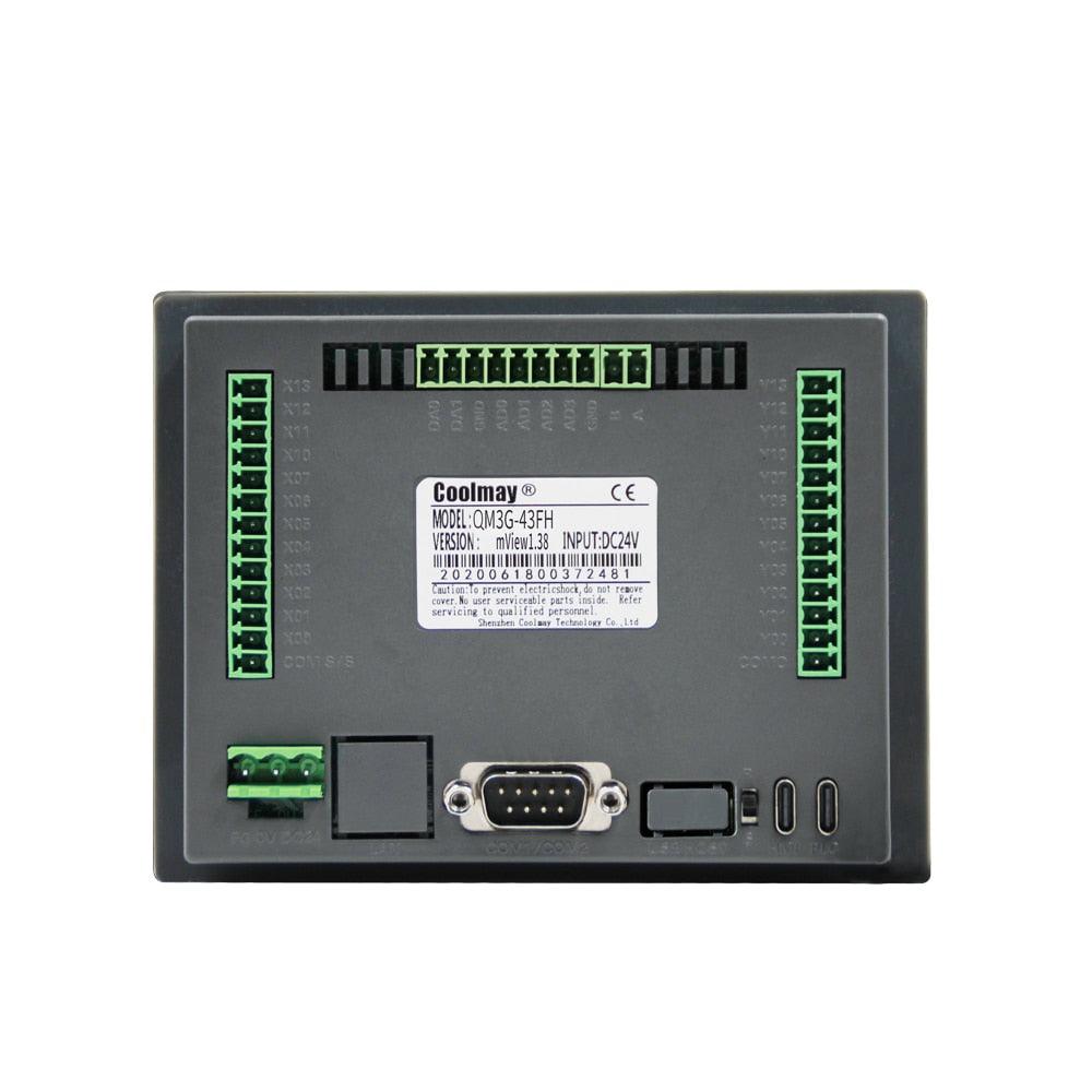 QM3G-43FH 4.3 Inch 12DI 12DO relay output RS485 RS232 Industrial All-in-one PLC Touch Screen.