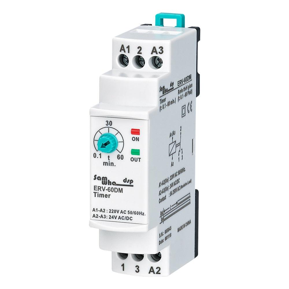 Samwha-Dsp ERV-XX Off Delay Time Relay Electronic Adjustable 150-260VAC/24VDC.