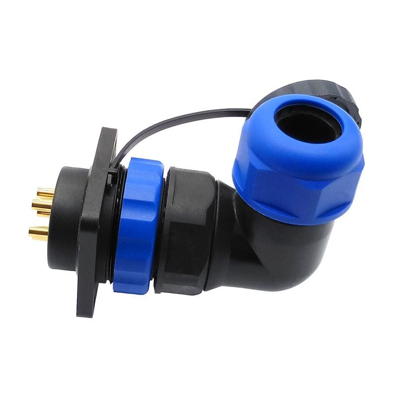 SP28 waterproof connector 2 pin 3/4/5/6/7/8/9/10/12/14/16/19/22/24/26Pin IP68 flange socket angle connectors 90 degree elbow.