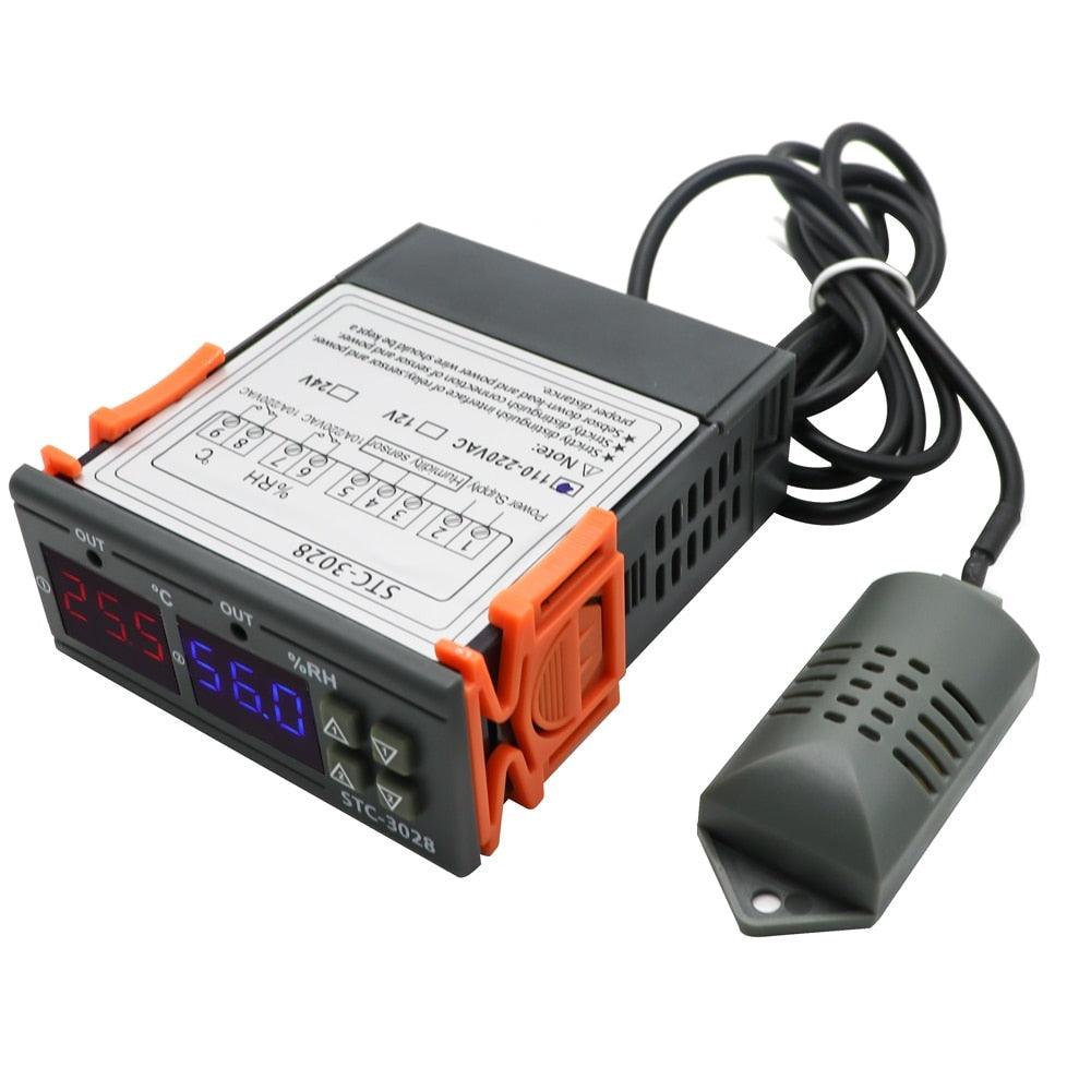 STC- 3028 Dual Digital Temperature Controller Hygrometer C/F Thermostat Two Relay Output AC 110V 220V DC 12V 24V 10A.