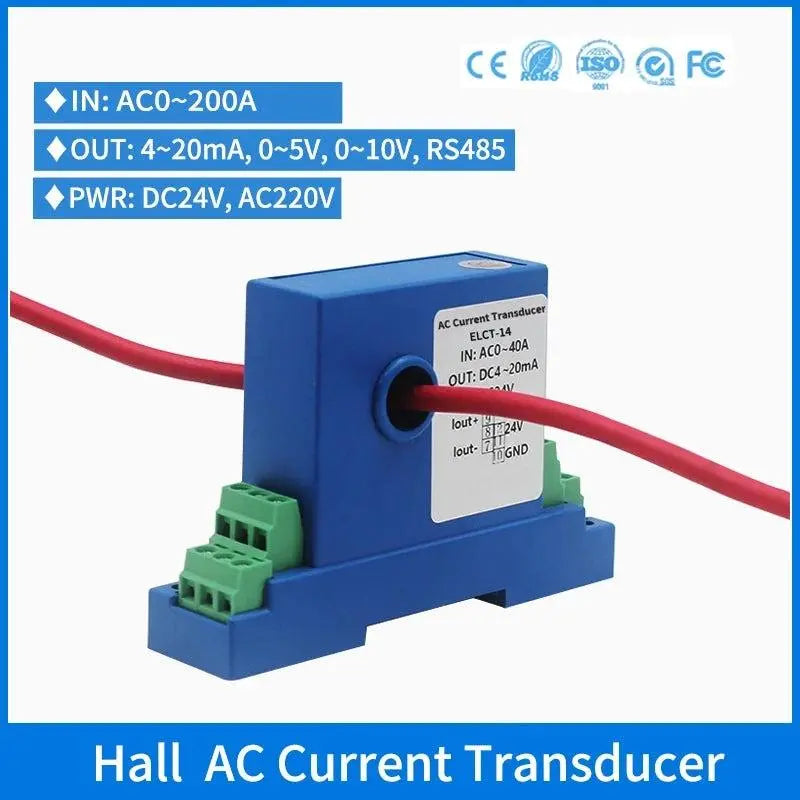 0-200A AC Current Transmitter with Analog Output 4-20ma 0-10v 0-5v CT for AC Current - electrical center b2c