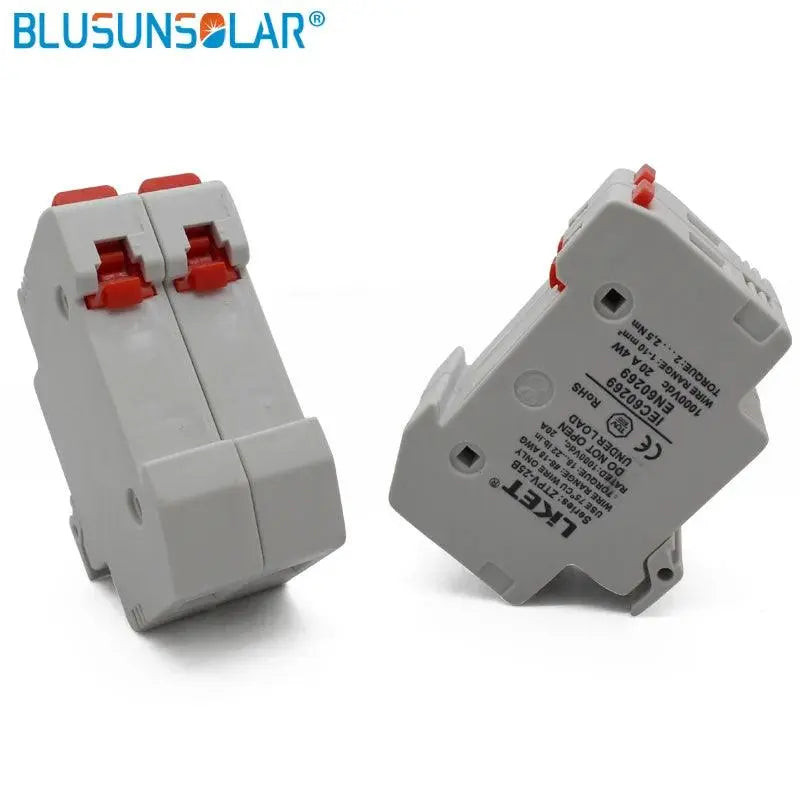 1 Set 2P Parallel Fuse Holder 1000V DC Fusible 10x38 GPV, with Fuse Holder for Solar System Protection - electrical center b2c