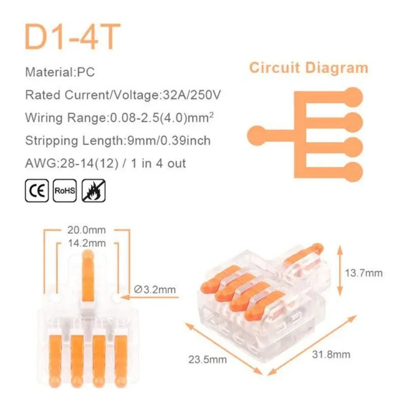 1 in Multiple Out Quick Wiring Connector Universal Splitter Wiring Cable Push-in - electrical center b2c