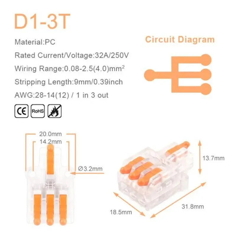 1 in Multiple Out Quick Wiring Connector Universal Splitter Wiring Cable Push-in - electrical center b2c