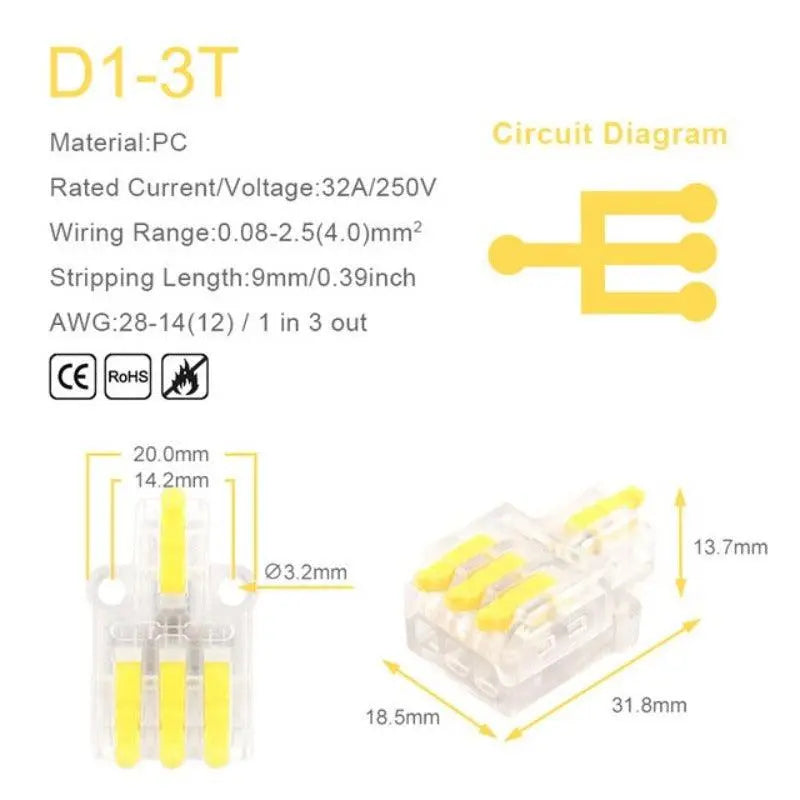 1 in Multiple Out Quick Wiring Connector Universal Splitter Wiring Cable Push-in - electrical center b2c