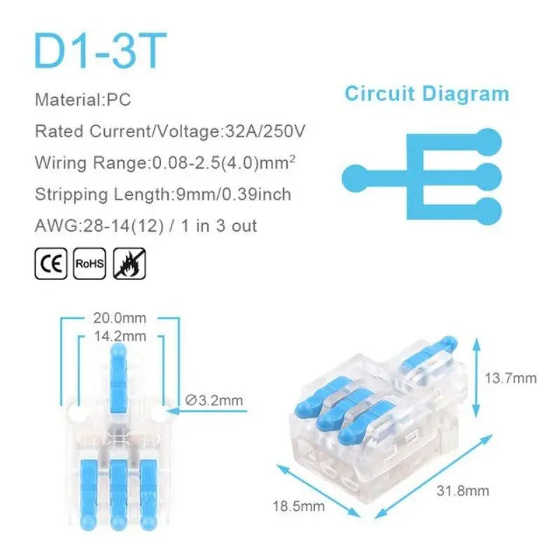 1 in Multiple Out Quick Wiring Connector Universal Splitter Wiring Cable Push-in - electrical center b2c