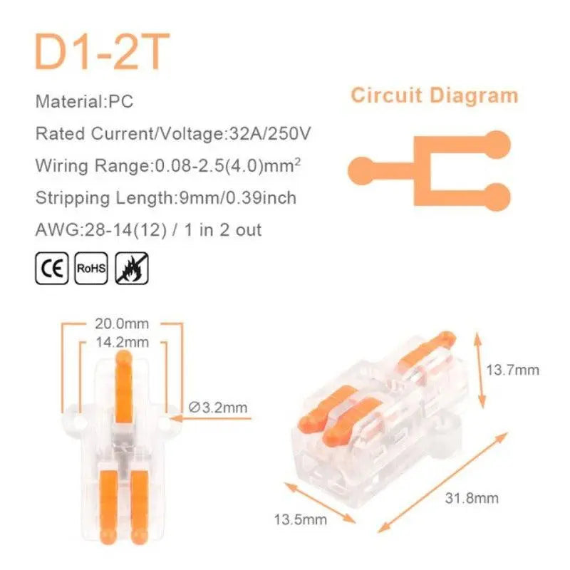 1 in Multiple Out Quick Wiring Connector Universal Splitter Wiring Cable Push-in - electrical center b2c