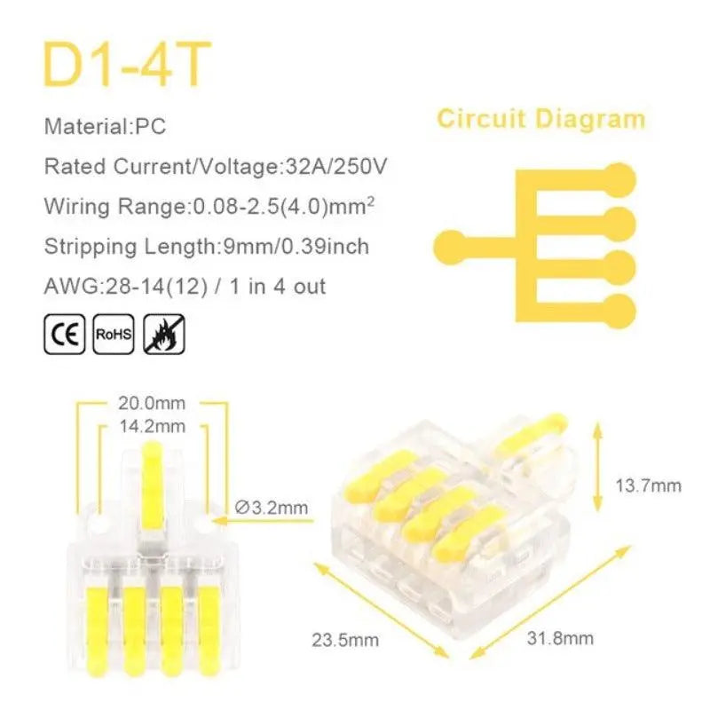 1 in Multiple Out Quick Wiring Connector Universal Splitter Wiring Cable Push-in - electrical center b2c