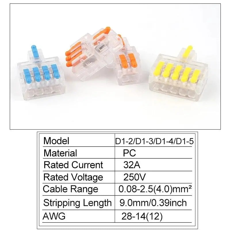 1 in Multiple Out Quick Wiring Connector Universal Splitter Wiring Cable Push-in - electrical center b2c