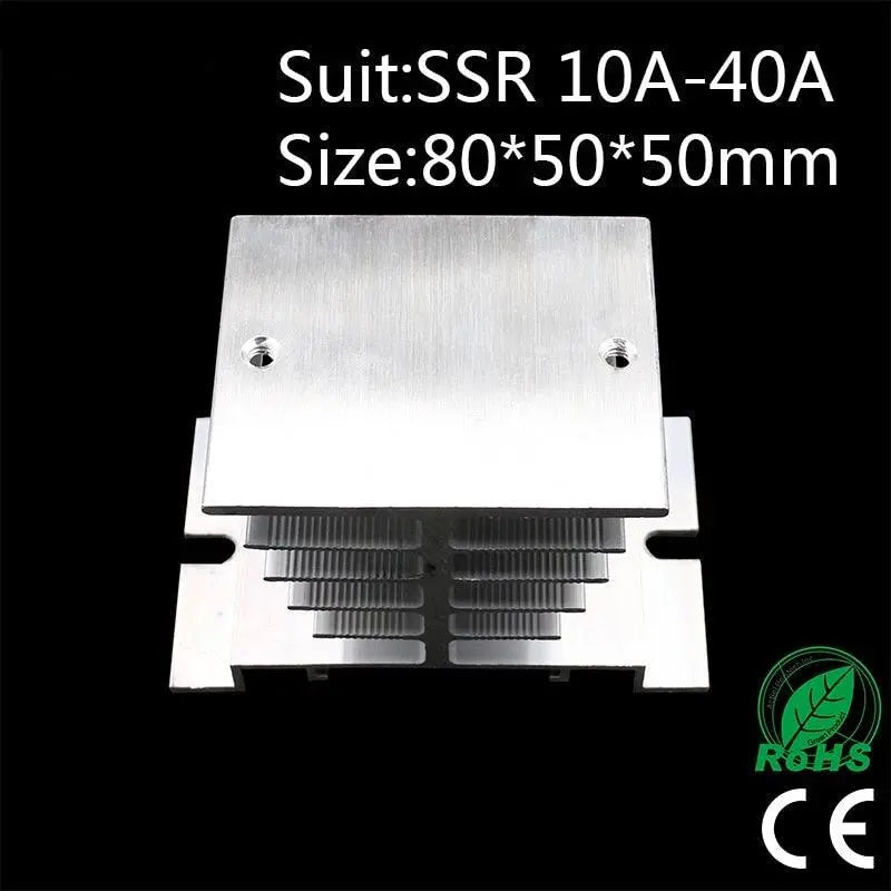 1 pcs New Aluminum Fins Single Phase Solid State Relay SSR 10A to 40A Aluminum Heat Sink Dissipation Radiator Newest  Rail Mount - electrical center b2c