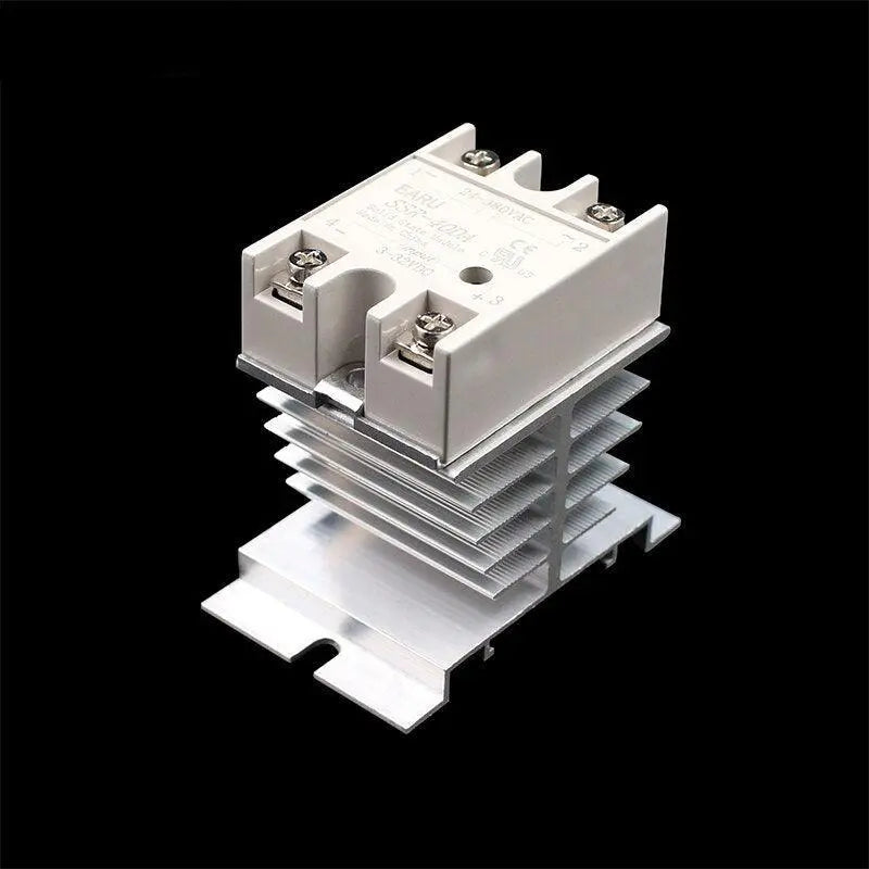 1 pcs New Aluminum Fins Single Phase Solid State Relay SSR 10A to 40A Aluminum Heat Sink Dissipation Radiator Newest  Rail Mount - electrical center b2c