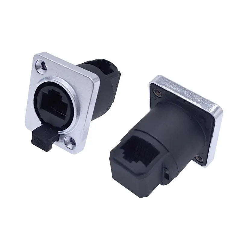 1 piece RJ45 Waterproof Network Connector with Rubber cover IP65 8p8c D type Panel Mount Socket RJ45 Ethernet Connector - electrical center b2c
