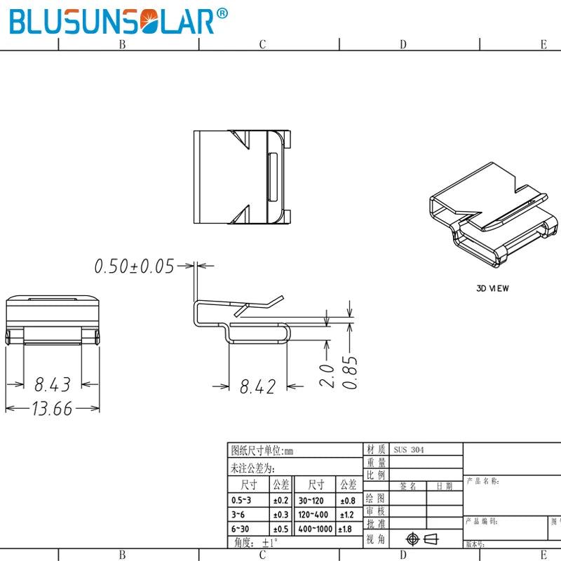 10 Pec Stainless Steel Solar PV Cable Clips Cable Clamp for 2.5mm2 4mm2 6mm2 16AWG 12awg 10WAG PV Solar Cable Wire