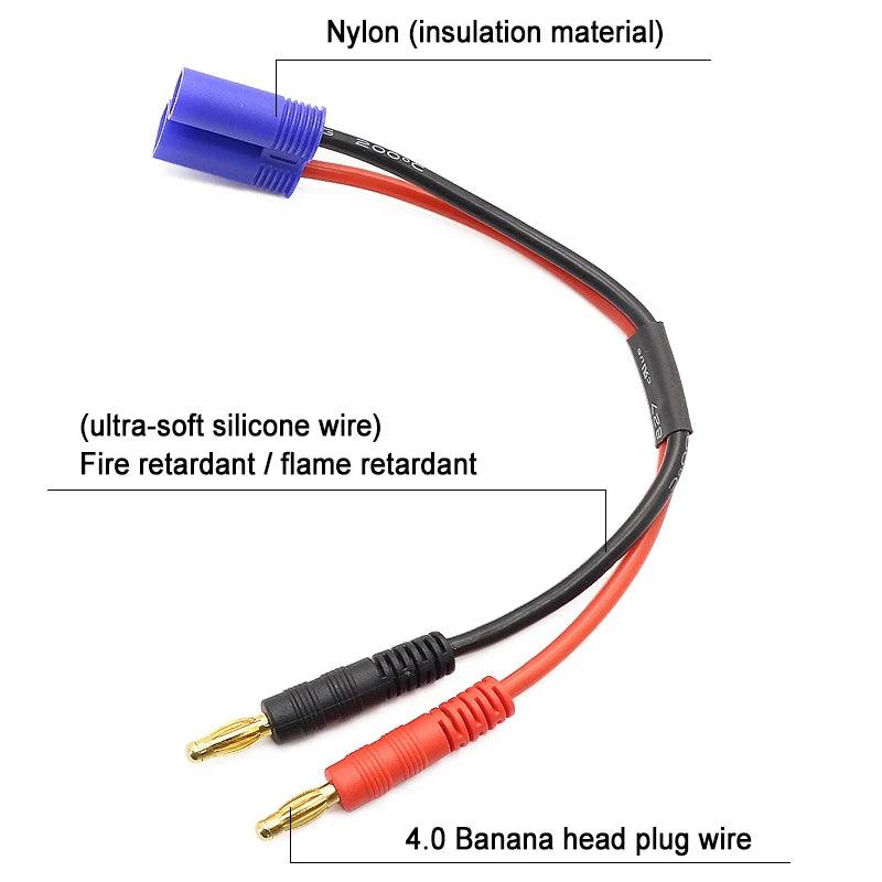 10 Pec/lot HobbyPark EC3 EC5 Connector Male To 4mm 4.0 Bullet Banana Plugs Adapter Lead 14AWG Silicone Wire Cable - electrical center b2c