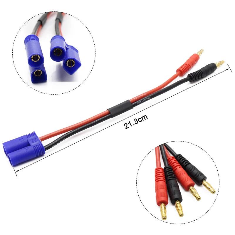 10 Pec/lot HobbyPark EC3 EC5 Connector Male To 4mm 4.0 Bullet Banana Plugs Adapter Lead 14AWG Silicone Wire Cable - electrical center b2c