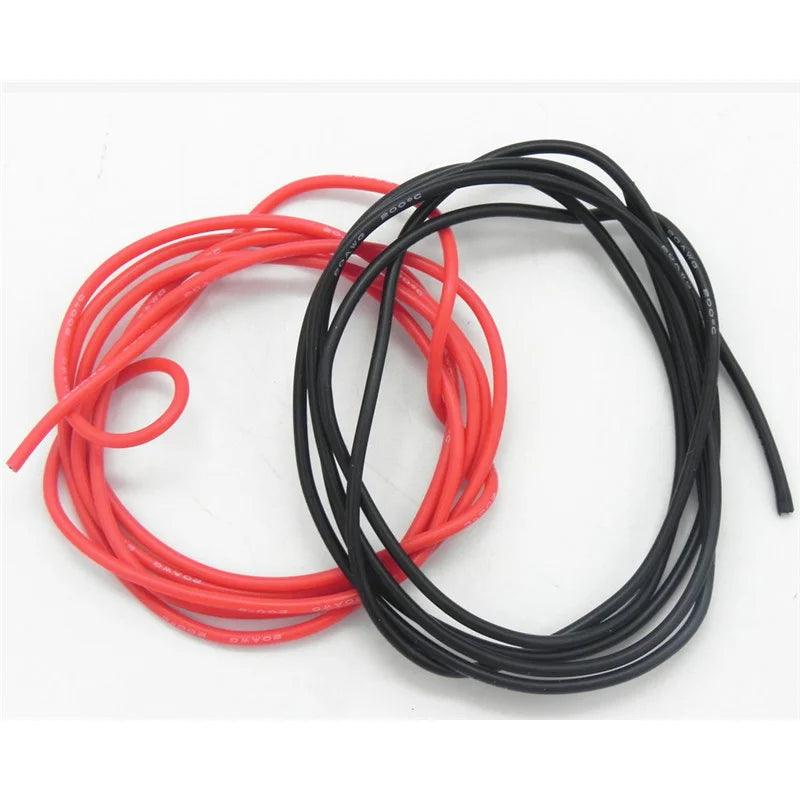 10 Set/lot 10AWG Silicone Wire Cable / Silica Gel Wire / Silicone Tinned Copper Cable 1M Black+1M Red High Temperature DZ0176