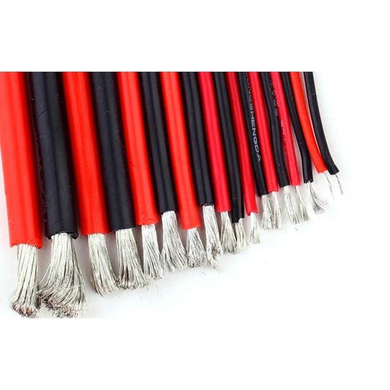 10 Set/lot 10AWG Silicone Wire Cable / Silica Gel Wire / Silicone Tinned Copper Cable 1M Black+1M Red High Temperature DZ0176