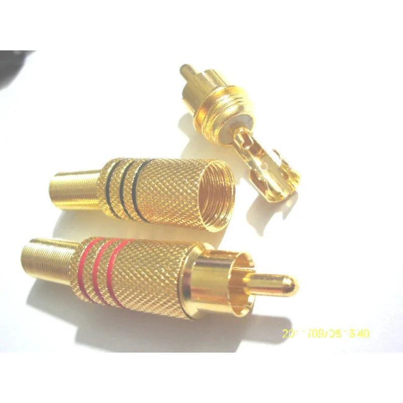 100 Pcs Gold Plated RCA Plug Audio Male Connector W Metal Spring 50 Pcs Black + 50 Pcs Red