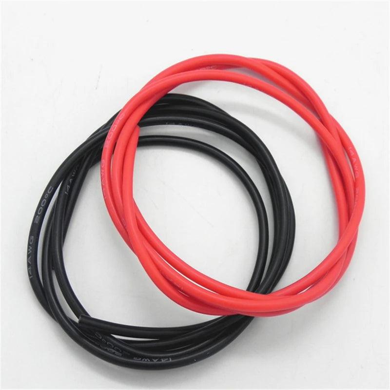 100 Set/lot 12AWG Silicone Wire 1M Black + 1M Red Conductor Construction Tinned Copper Soft Silicone Cable,12awg silicone wire