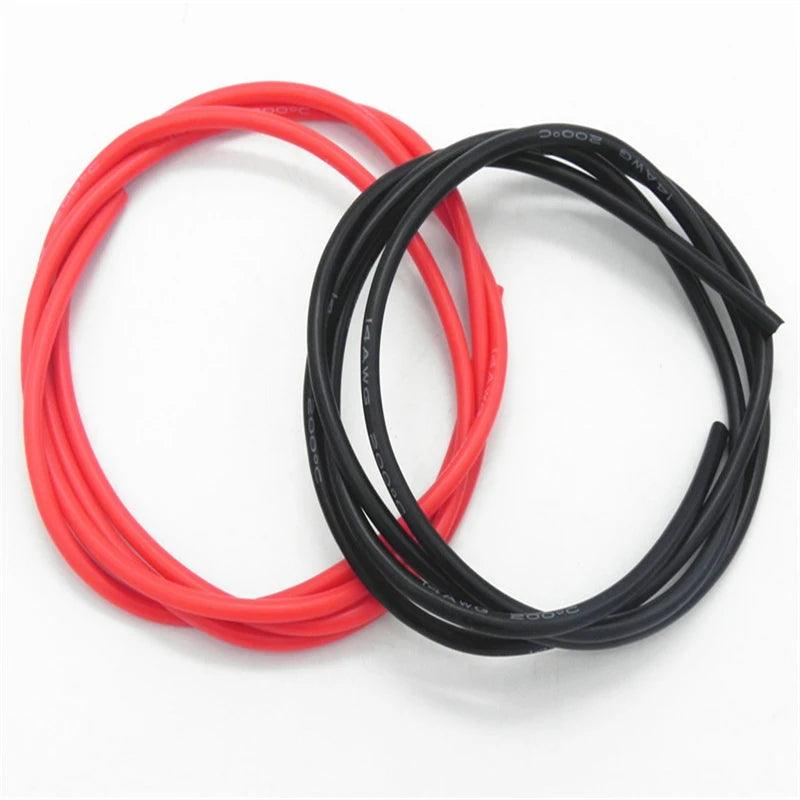 100 Set/lot 12AWG Silicone Wire 1M Black + 1M Red Conductor Construction Tinned Copper Soft Silicone Cable,12awg silicone wire