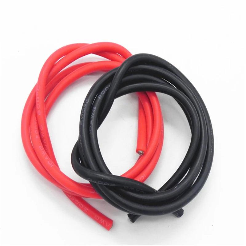 100 Set/lot 12AWG Silicone Wire 1M Black + 1M Red Conductor Construction Tinned Copper Soft Silicone Cable,12awg silicone wire