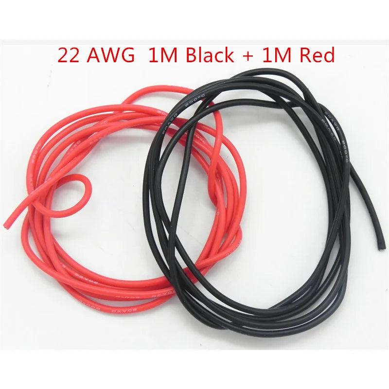 100 Set/Lot 20/22AWG 1M Black+1M Red High Temperature Silicone Wire/ Silica Gel Wire/ Silicone Tinned Copper Cable,20awg silicone wire,22awg silicone wire