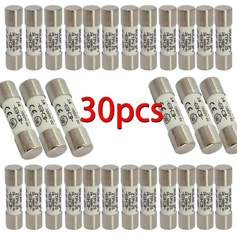 10/20/30/50/100pcs Solar Fuse 1000V 30A Fuse DC 10*38MM 1-32A PV Solar Fuse Metal Alloys for Solar Power System Protection - electrical center b2c