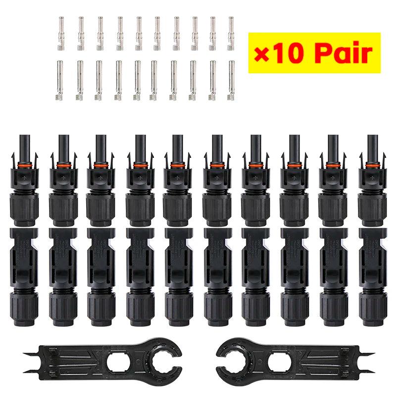 Wholesale Free shipping 10/20/50/100 Pairs Solar Plug Connector 1000V30A Solar Panel Branch Connectors for PV Cable 2.5/4/6mm2