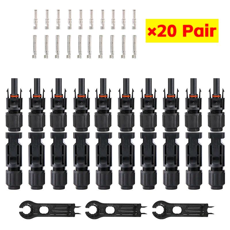 Wholesale Free shipping 10/20/50/100 Pairs Solar Plug Connector 1000V30A Solar Panel Branch Connectors for PV Cable 2.5/4/6mm2