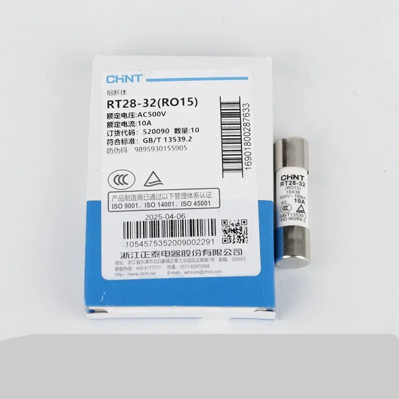 CHINT Cylindrical Fuse Links (gG/gL type),Fuse Size: 10×38mm (for 32A) / 10A