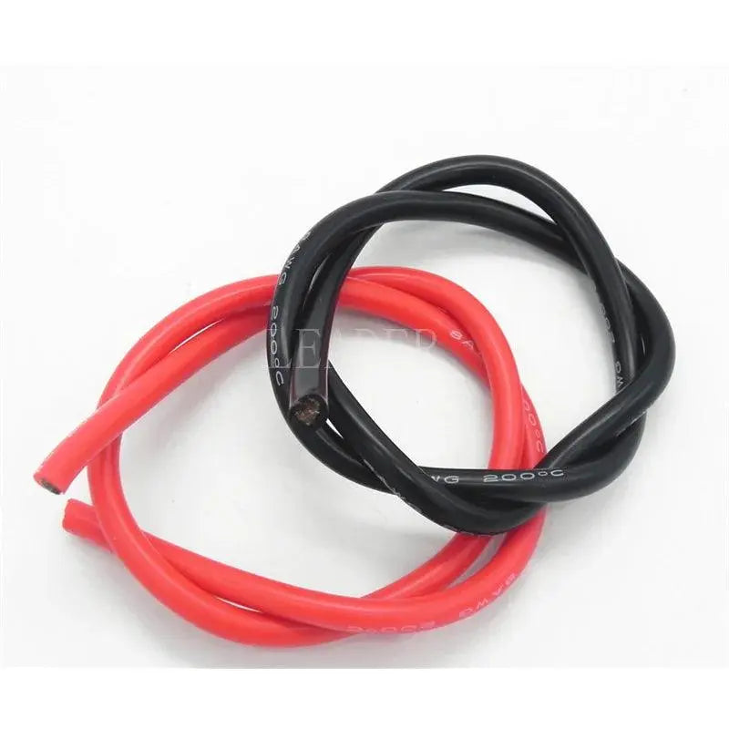 1 Meter Black+1 Meter Red 8AWG/ 10AWG High Temperature Soft Silicone Cable Silica Gel Wire Heatproof Tinned Copper Power Cable - electrical center b2c