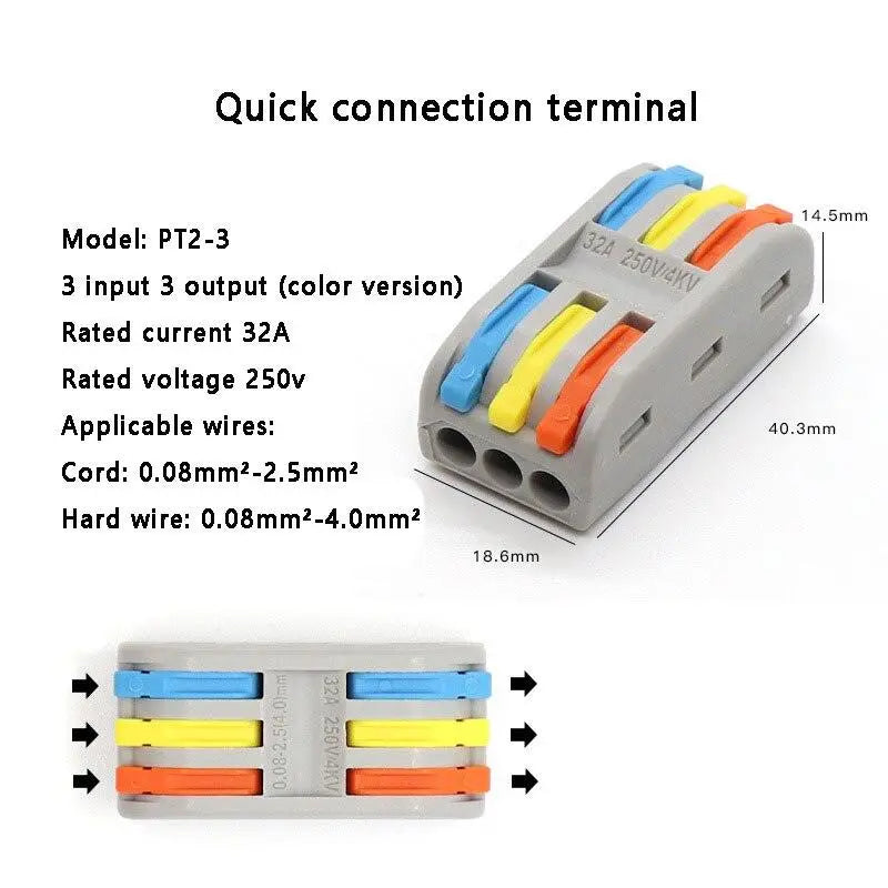 1/3/5/10PCS Mini Quick Wiring Connectors Universal Compact Conductor Spring Splicing Wiring Connector Push-in Terminal Block - electrical center b2c