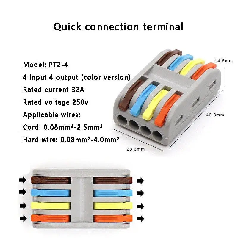 1/3/5/10PCS Mini Quick Wiring Connectors Universal Compact Conductor Spring Splicing Wiring Connector Push-in Terminal Block - electrical center b2c