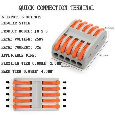 1/3/5/10PCS Mini Quick Wiring Connectors Universal Compact Conductor Spring Splicing Wiring Connector Push-in Terminal Block - electrical center b2c