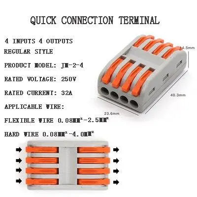 1/3/5/10PCS Mini Quick Wiring Connectors Universal Compact Conductor Spring Splicing Wiring Connector Push-in Terminal Block - electrical center b2c