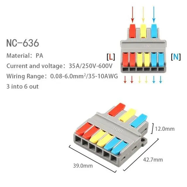 1/3/5/10PCS Mini Quick Wiring Connectors Universal Compact Conductor Spring Splicing Wiring Connector Push-in Terminal Block - electrical center b2c