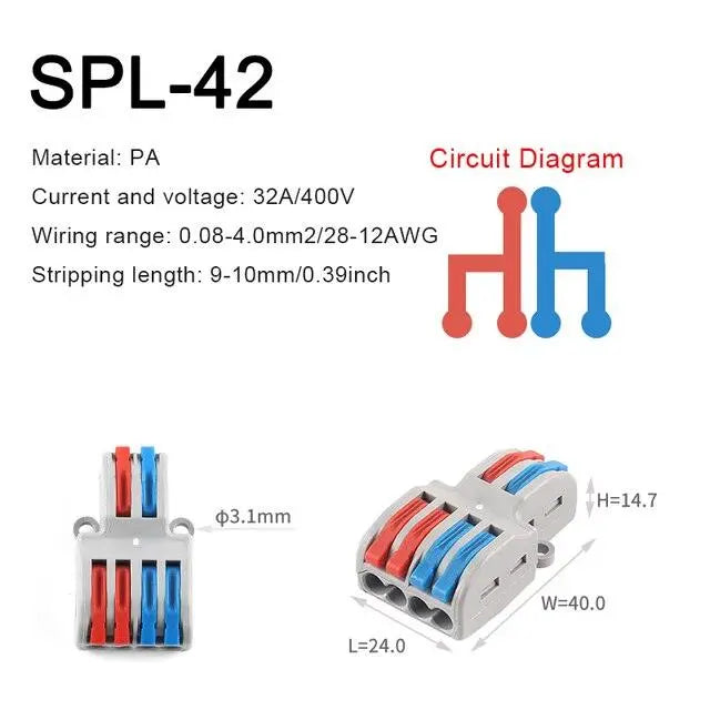 1/3/5/10PCS Mini Quick Wiring Connectors Universal Compact Conductor Spring Splicing Wiring Connector Push-in Terminal Block - electrical center b2c