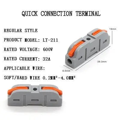 1/3/5/10PCS Mini Quick Wiring Connectors Universal Compact Conductor Spring Splicing Wiring Connector Push-in Terminal Block - electrical center b2c