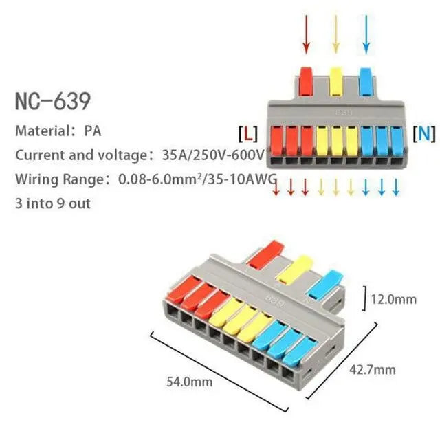 1/3/5/10PCS Mini Quick Wiring Connectors Universal Compact Conductor Spring Splicing Wiring Connector Push-in Terminal Block - electrical center b2c