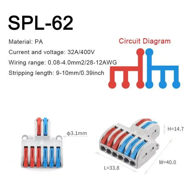 1/3/5/10PCS Mini Quick Wiring Connectors Universal Compact Conductor Spring Splicing Wiring Connector Push-in Terminal Block - electrical center b2c