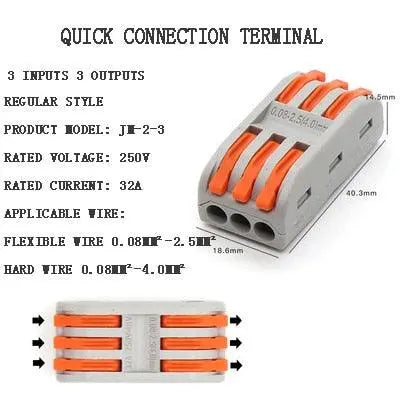 1/3/5/10PCS Mini Quick Wiring Connectors Universal Compact Conductor Spring Splicing Wiring Connector Push-in Terminal Block - electrical center b2c