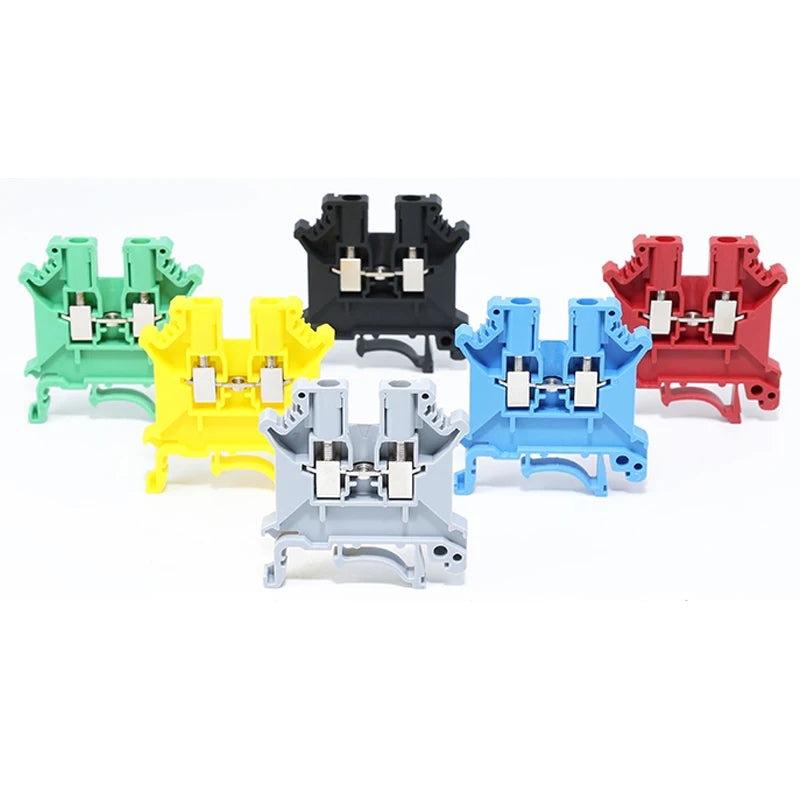 10Pcs Din Rail Terminal Block UK-2.5B Wire Electrical Conductor Universal Connector Screw Connection Terminal Strip Block UK2.5