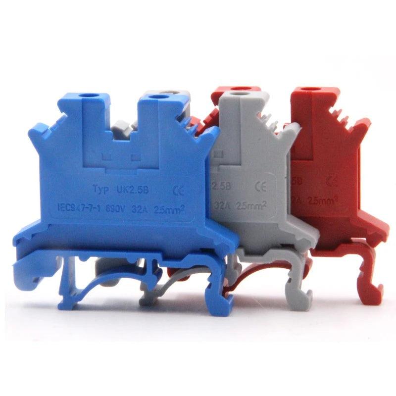 10Pcs Din Rail Terminal Block UK-2.5B Wire Electrical Conductor Universal Connector Screw Connection Terminal Strip Block UK2.5